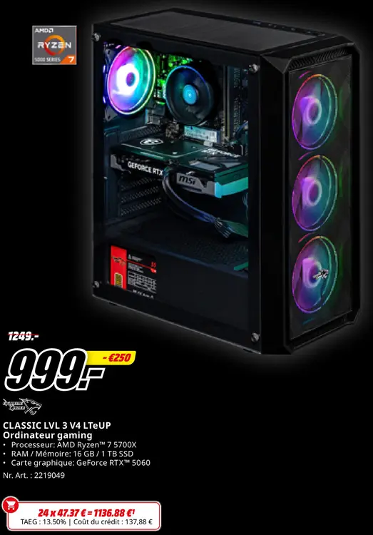 Offre: CLASSIC LVL 3 V4 LTEUP Ordinateur gaming