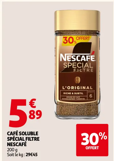 Offre: Café soluble spécial filtre nescafé
