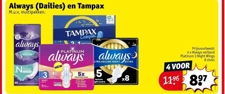 Promotie: Always (Dailies) en Tampax