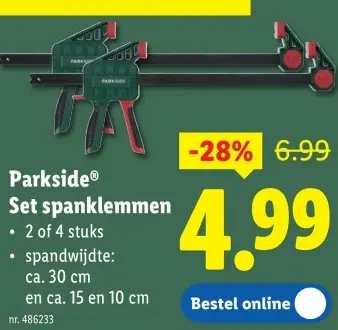 Promotie: Set spanklemmen