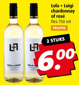 Aanbieding: Lola + Luigi chardonnay of rosé