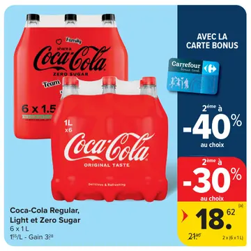 Offre: Coca-Cola Regular, Light et Zero Sugar
