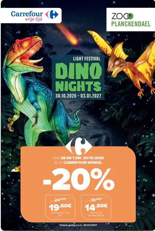 Promotie: ZOO Planckendael Tickets Dino Nights ZOO Planckendael
