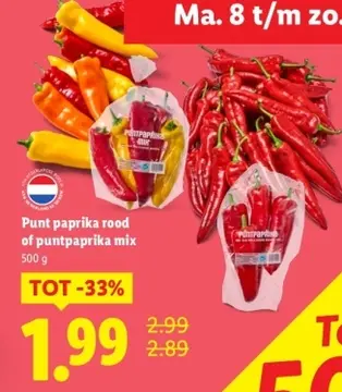 Aanbieding: Punt paprika rood of puntpaprika mix