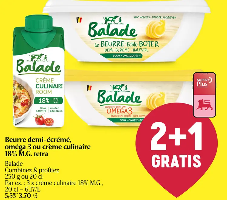 Offre: Beurre demi-écrémé, oméga 3 ou crème culinair