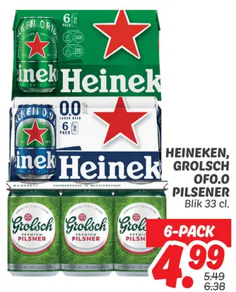 Aanbieding: Heineken, Grolsch of 0.0 Pilsener