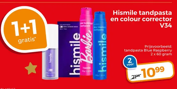Aanbieding: Hismile tandpasta en colour corrector V34