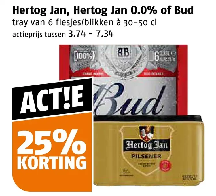 Aanbieding: Hertog Jan, Hertog Jan 0.0% or Bud