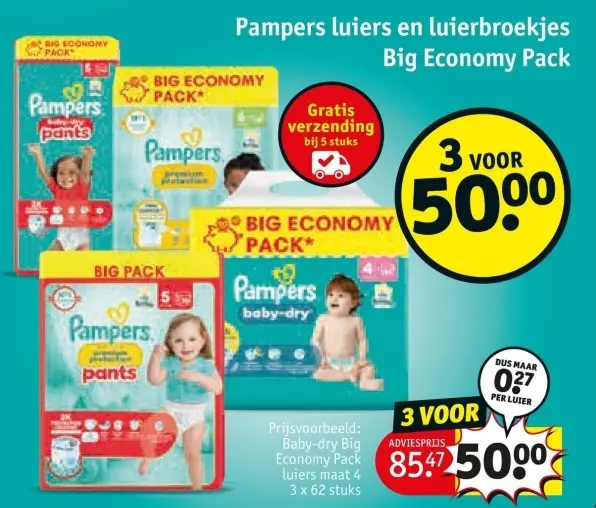 Aanbieding: Pampers luiers en luierbroekjes Big Economy Pack