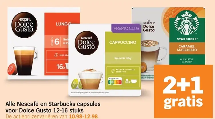 Aanbieding: Alle Nescafé en Starbucks capsules voor Dolce Gusto