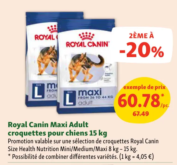 Offre: Maxi Adult croquettes pour chiens