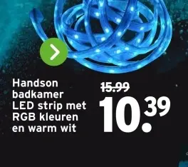 Aanbieding: badkamer LED strip met RGB kleuren en warm wit
