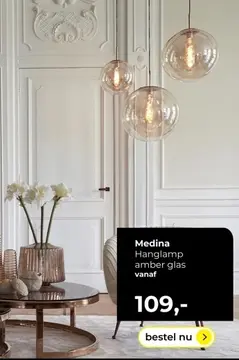 Aanbieding: Medina Hanglamp amber glas