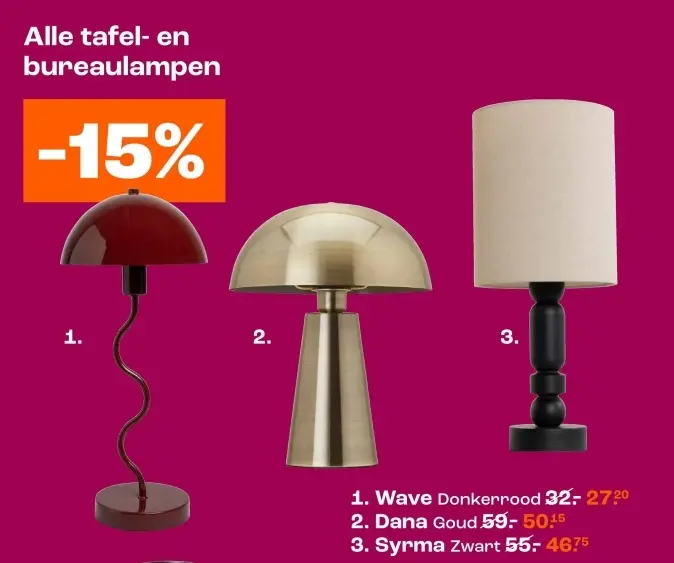 Aanbieding: Alle tafel- en bureaulampen