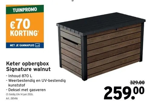 Promotie: Keter opbergbox Signature walnut