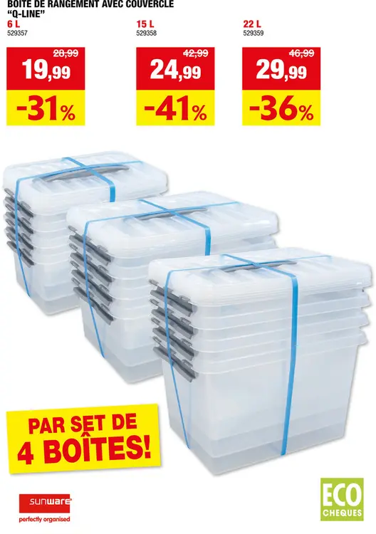 Offre: Sunware Q-Line boàte de rangement 6l transparent 4 pièces