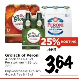 Aanbieding: Grolsch of Peroni