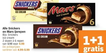 Aanbieding: Alle Snickers en Mars ijsrepen
