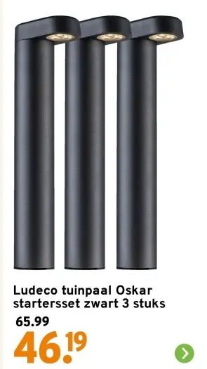 Aanbieding: Ludeco tuinpaal Oskar startersset zwart
