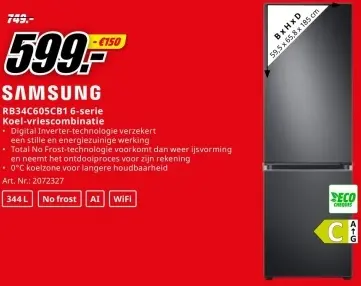 Promotie: SAMSUNG RB34C605CB1 6-serie Koel-vriescombinatie