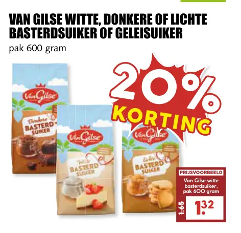 Aanbieding: Van Gilse witte, donkere of lichte basterdsuiker of geleisuiker