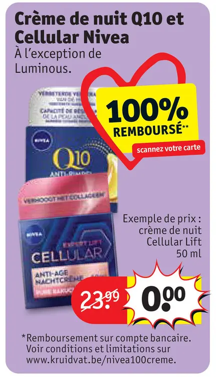 Offre: Crème de nuit Q10 et Cellular
