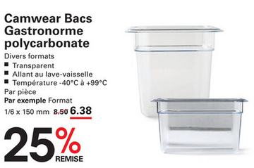 Offre: Camwear Bacs Gastronorme polycarbonate