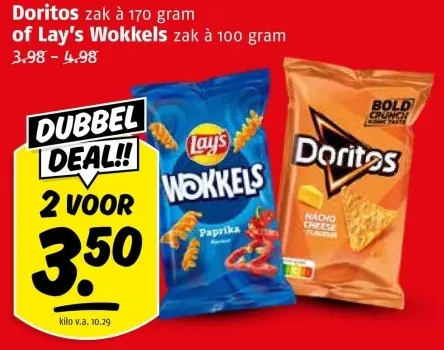 Aanbieding: Doritos or Lay's Wokkels