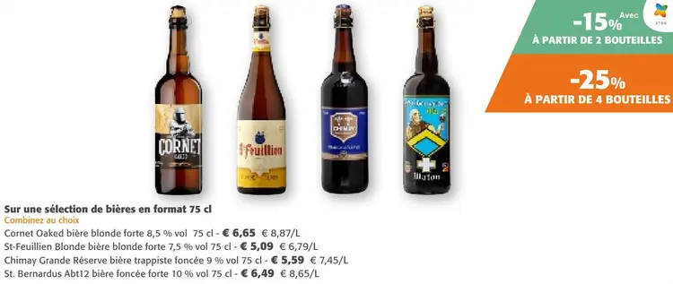 Offre: Sur une sélections de bières en format 75 cl
