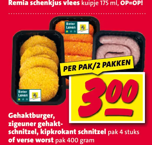 Aanbieding: Gehaktburger, zigeuner gehakt-schnitzel, kipkrokant schnitzel of verse worst