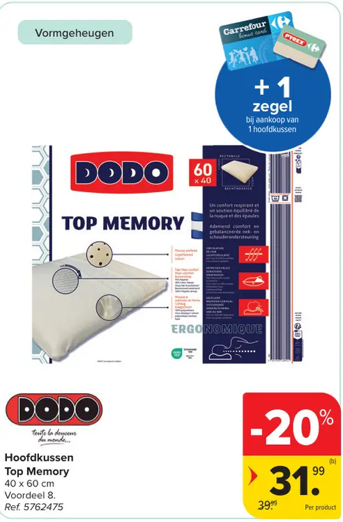 Promotie: Hoofdkussen Top Memory