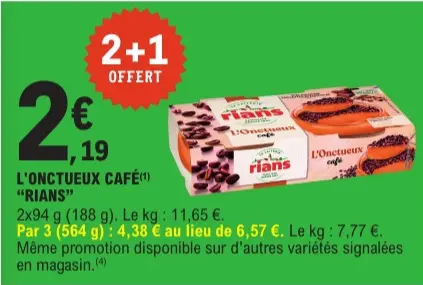 Offre: L'onctueux café