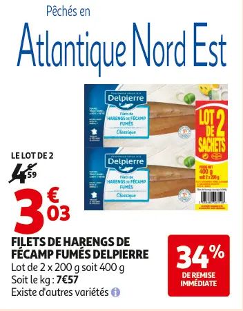 Promotie: Filets de harengs de fécamp fumés