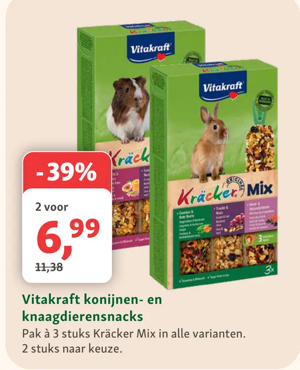 Aanbieding: Vitakraft konijnen- en knaagdierensnacks