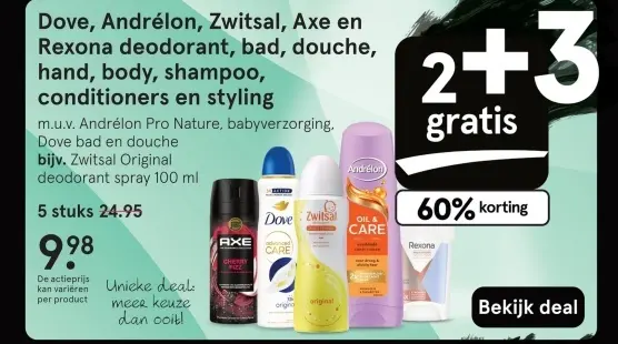 Aanbieding: Deodorant, bad, douche, hand, body, shampoo, 