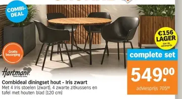 Aanbieding: Combideal diningset hout - Iris zwart