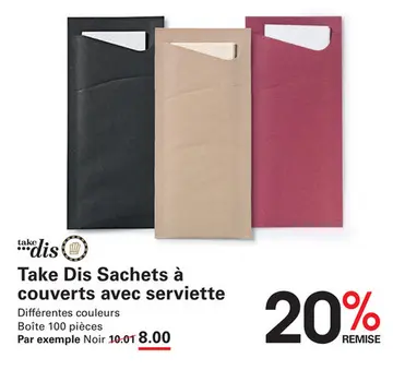 Offre: Take Dis Sachets à couverts avec serviette