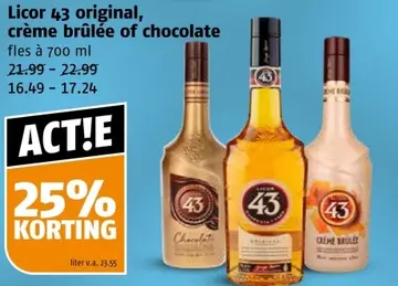 Aanbieding: Licor 43 original, crème brûlée of chocolate
