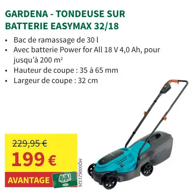 Offre: Tondeuse sur batterie easymax 32/18