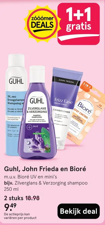 Aanbieding: Guhl, John Frieda en Bioré m.u.v. Bioré UV en mini's