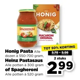 Aanbieding: Honig Pasta Heinz Pastasaus of Spagheroni