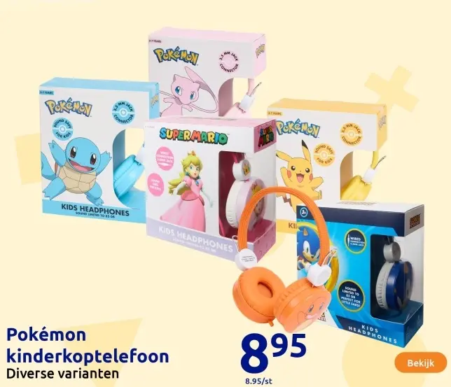 Aanbieding: Pokémon kinderkoptelefoon