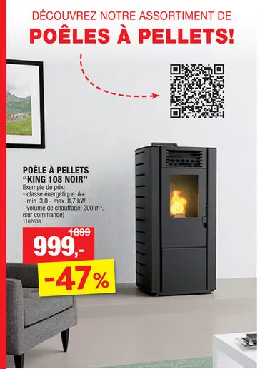 Offre: Poêle à pellets "king 108 noir"