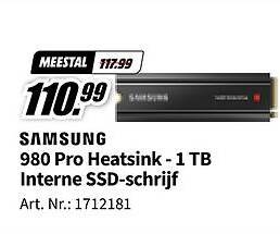 Aanbieding: SAMSUNG 980 Pro Heatsink - 1 TB Interne SSD - schrijf