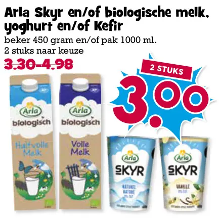 Aanbieding: Skyr en/of biologische melk, yoghurt en/of Kefir 