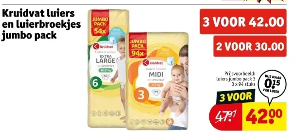 Aanbieding: Kruidvat luiers en luierbroekjes jumbo pack
