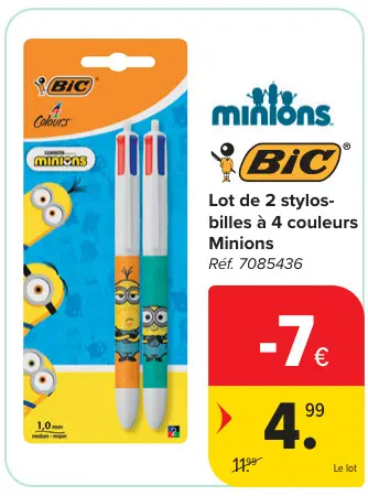 Offre: Stylos-billes à 4 couleurs Minions