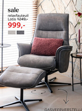 Aanbieding: Lotis, Relaxfauteuil (Incl. Poef) - Stof Pala - Lichtgrijs