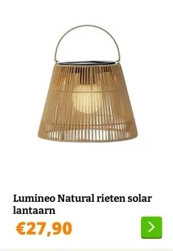 Aanbieding: Lumineo Natural rieten solar lantaarn