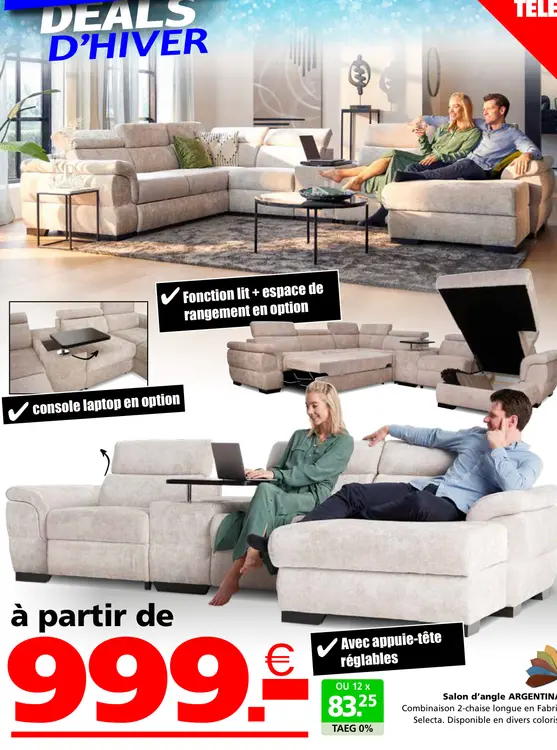 Offre: Salon d'angle ARGENTINA